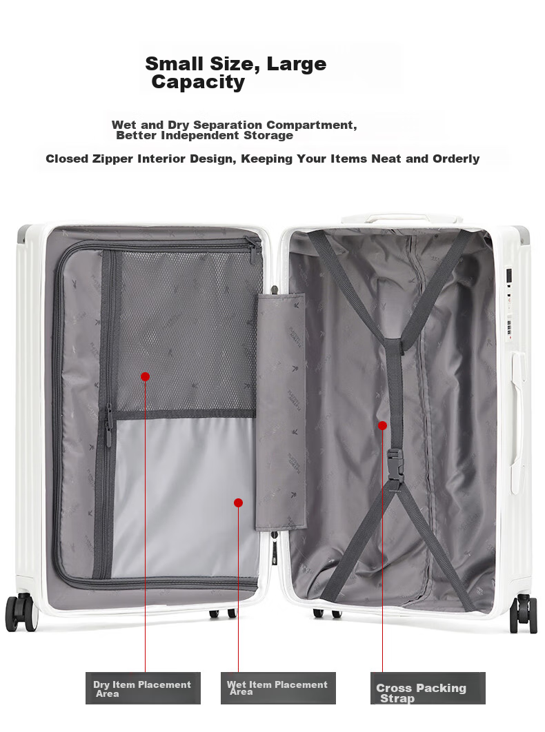 Huahuagongzi Luggage Suitcase, Carry-On Case for Women And Men, Trolley Suitcase, Large Capacity Travel Case for Students, Password Lock Leather Suitcase, 20-Inch White 12