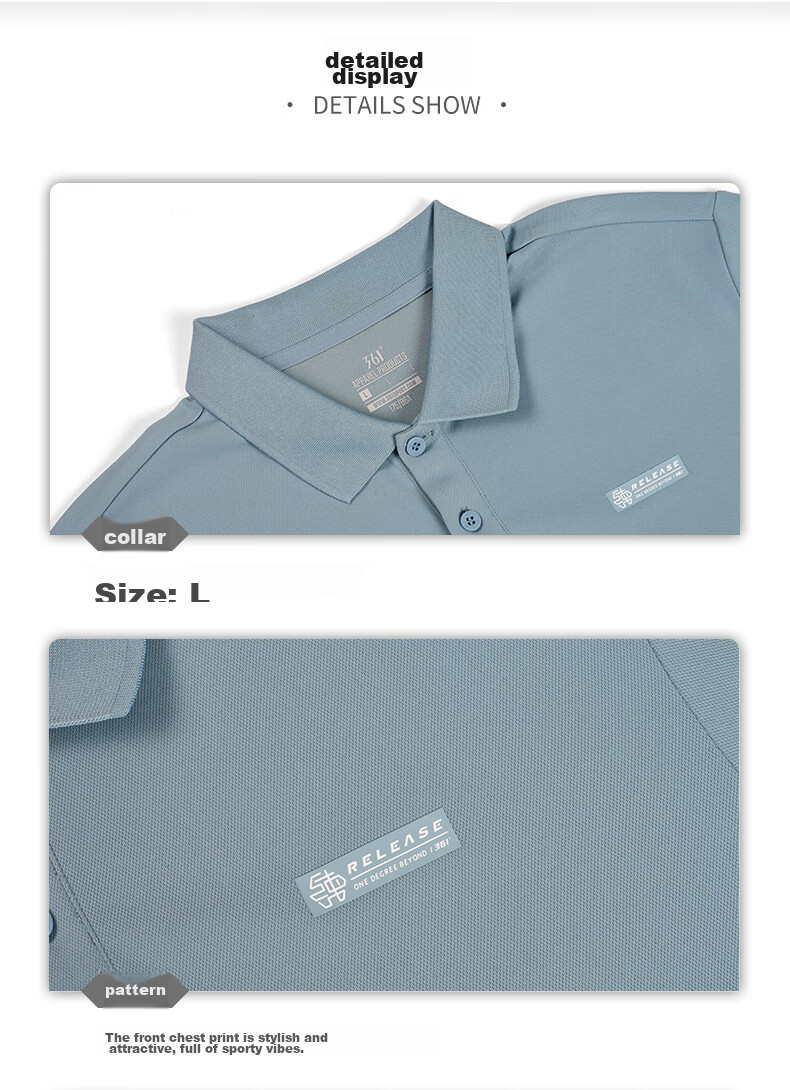 361° Men's Short-Sleeve T-Shirt, Summer Quick-Dry Polo Shirt, Running Fitness Sportswear, Half Sleeve, 652524102D-1 57