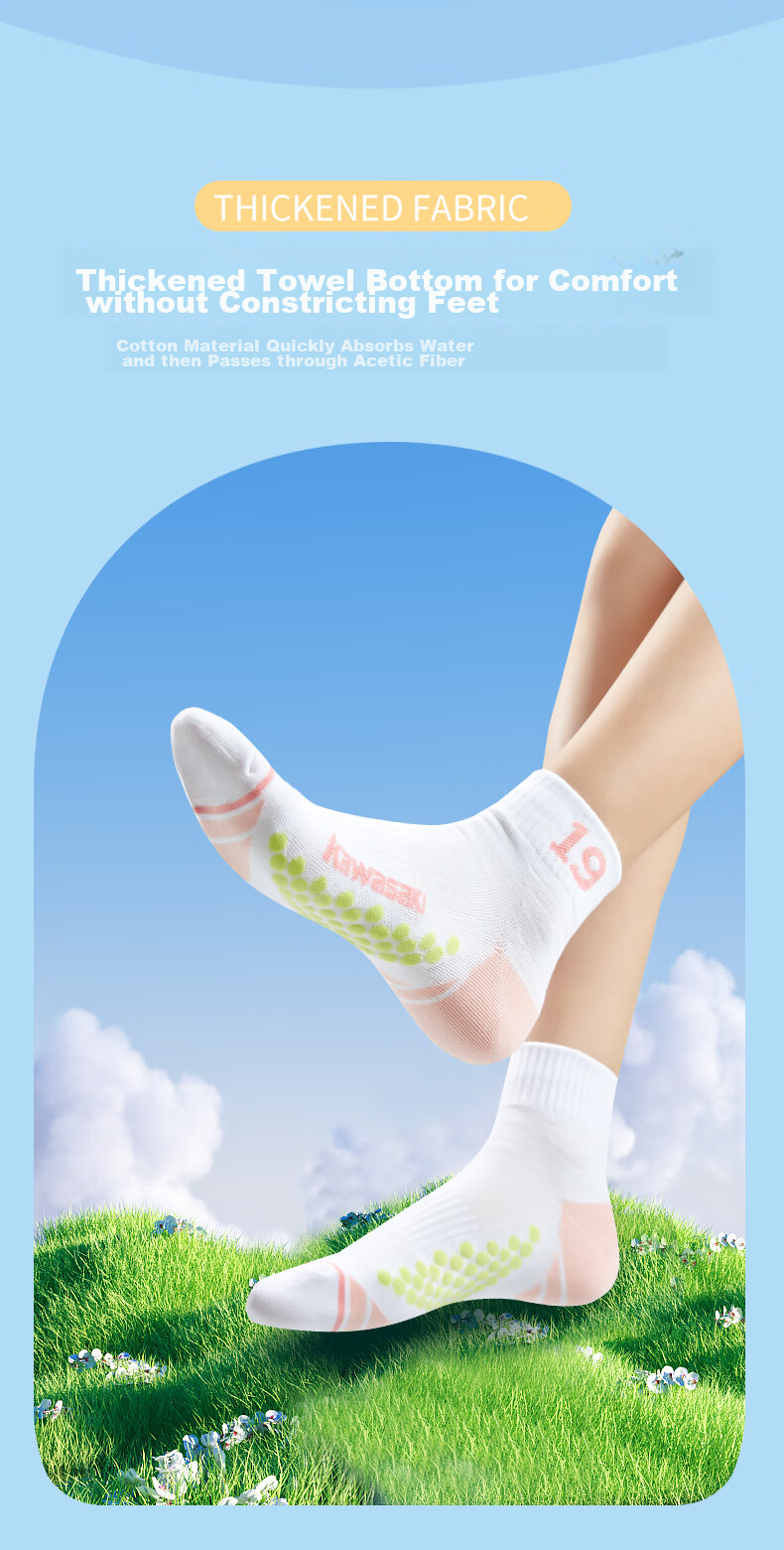 KAWASAKI Badminton Socks, Socks with Towel Bottom, Sports Short Socks 6208, Pink Blue (Three Pairs), One Size Fits All 5