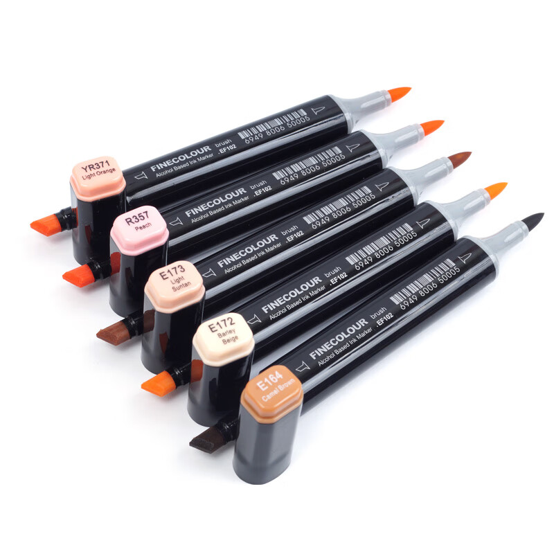 FINECOLOUR Third Generation Marker Set, Soft Tip Alcohol-Based Dual-Tip Student Markers, Customizable Watercolor Pens for Hand-Drawn Design And Skin Tone, 24 Colors in Transparent Pen Case, Art Sketching