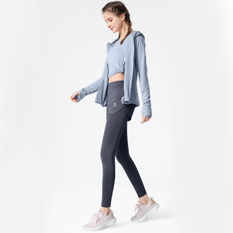 CAMEL Women's Sportswear Set, New Running Yoga Fitness Pilates Elastic Short-Sleeve Top And Long Pants Jacket Vest Sportswear