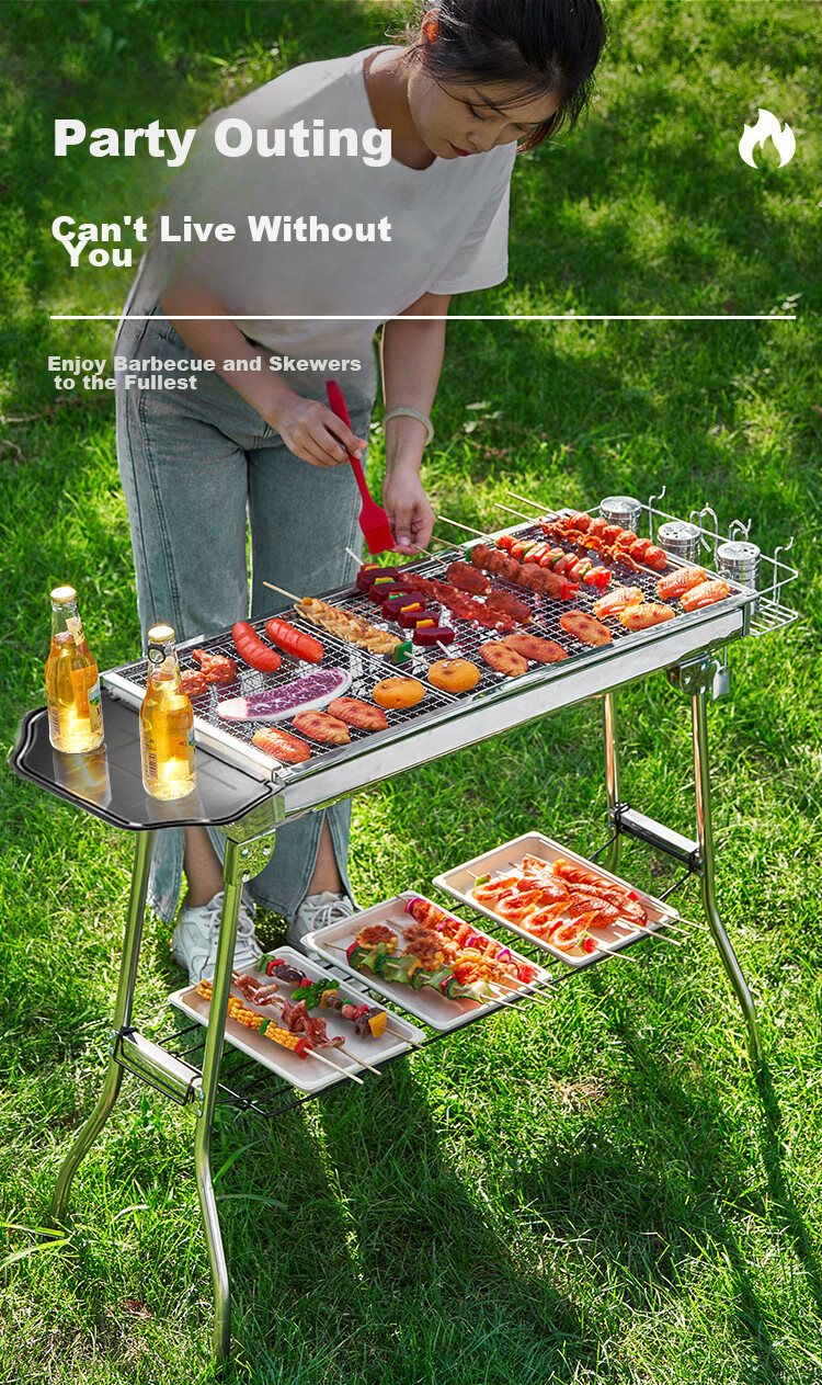 Suncojia , Outdoor Stainless Steel Barbecue Grill, Portable Foldable Barbecue Rack, Charcoal Grill, Carbon Grill, Meat Roasting Rack 7