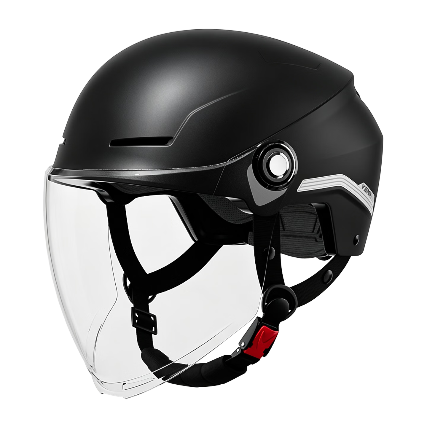 YEMA 3C Certified New National Standard Class A 367S Electric Scooter Helmet, Women's Summer And All-Season, Electric Bike Half Helmet, Men's Lightweight Motorcycle Safety Helmet, Piai Black with Transparent Long Visor