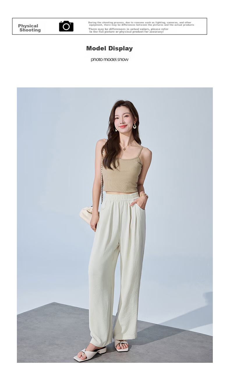 XUEXIMAN Wide-Leg Pants for Women, Summer Lightweight Japanese-Style Cool Pants, Loose-Fitting Slimming Versatile Casual Pants, Quick-Dry Trousers for Wome 6