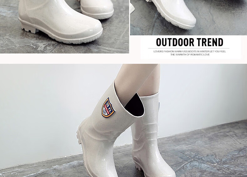 Warrior Women's Fashionable Adult Rain Boots, Waterproof Shoes, Rubber Shoes, Overshoes, Water Boots HXL63-B, Shibanjia High-Top, Size 38 16