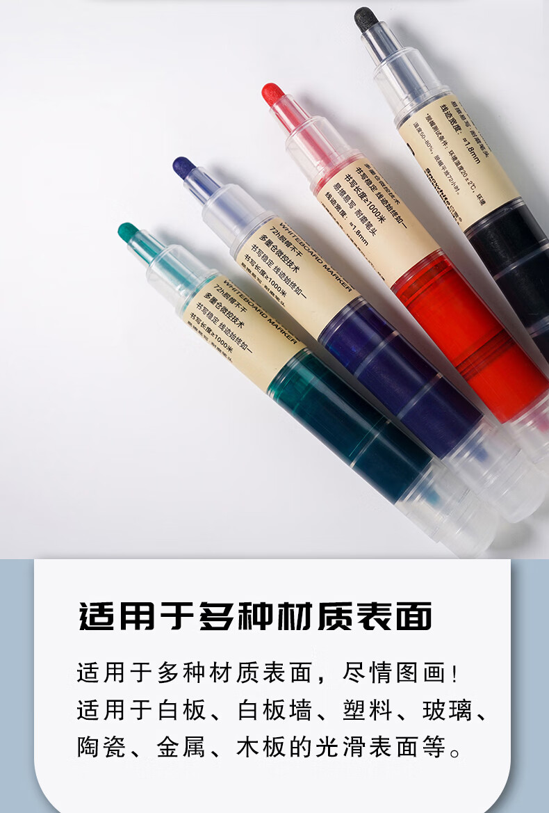 Snowhite Triple-Chamber Whiteboard Marker, Large Capacity Thick Barrel, Erasable Colored Marker, Multi-Color Office Supplies, Super Writing WB-598, Blue, 5 Pieces 1