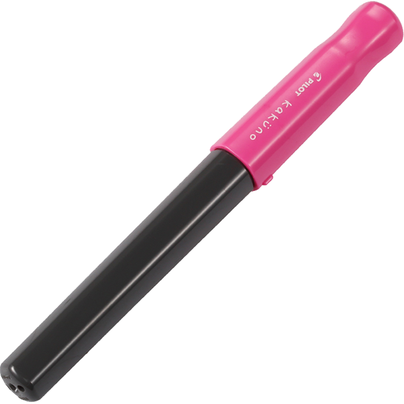 PILOT Kakuno Smiley Fountain Pen for Elementary School Students Grades 3-6, Refillable Ink Cartridge, Calligraphy Practice Pen, Children's Signature Pen, Pink Carbon Black Barrel, F Nib
