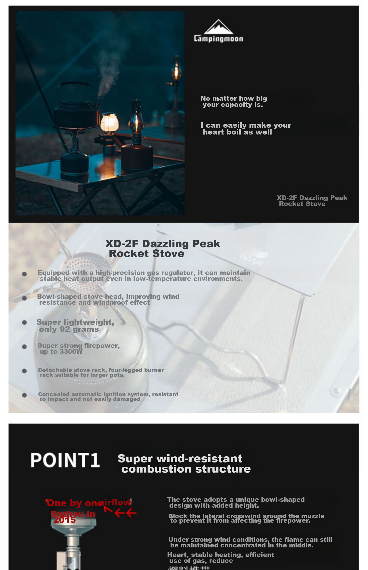 Keman Xuanfeng Rocket Stove Head, Outdoor Camping Picnic Cooking Stove, Portable Folding Gas Stove, High-Power Detachable Stove 7