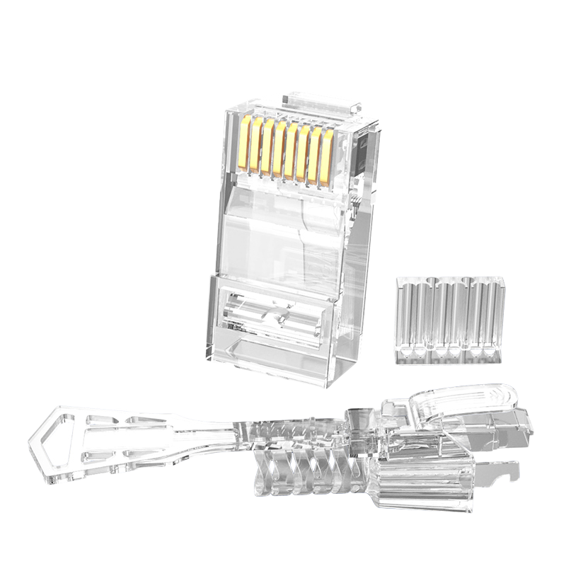 AUCAS Category 6 Anti-Pull Plug with Locking Crystal Head, Safety Lock Protection Data Anti-Theft RJ45 Network Cable Connector, 8P8C Gold-Plated Connector, 10 Pieces ACRJ67UP