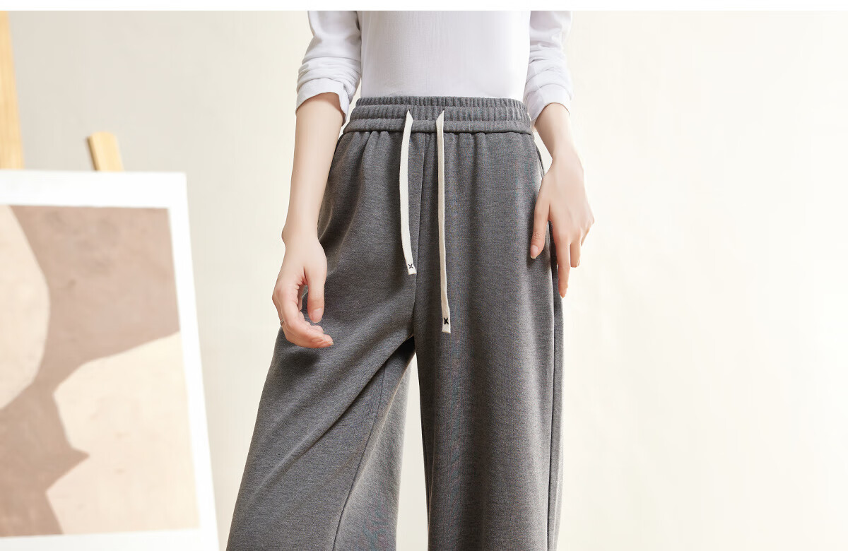 Halo Queen Women's Casual Pants with Drawstring Elastic Waist, Straight-Leg Trousers, Slimming, Figure-Flattering, Versatile Comfortable Pants, New Product H143R1013 10
