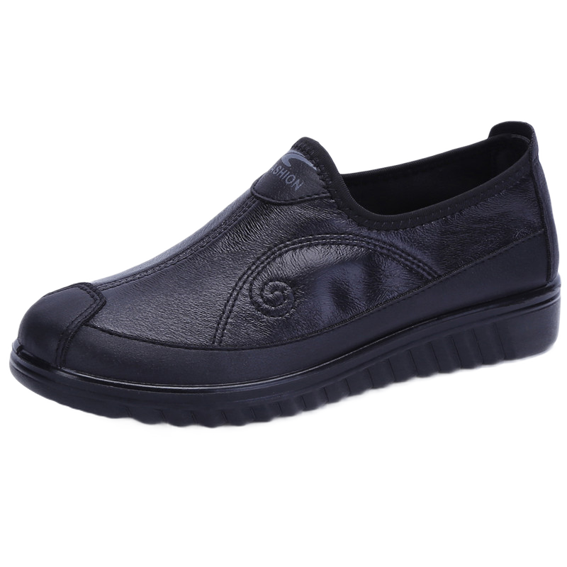 Ankang Old Beijing Cloth Shoes, Women's Soft-Soled Breathable Soft-Faced Shoes, Middle-Aged And Elderly Lightweight Casual Round-Toe Shoes, AK77701, Black, Size 42