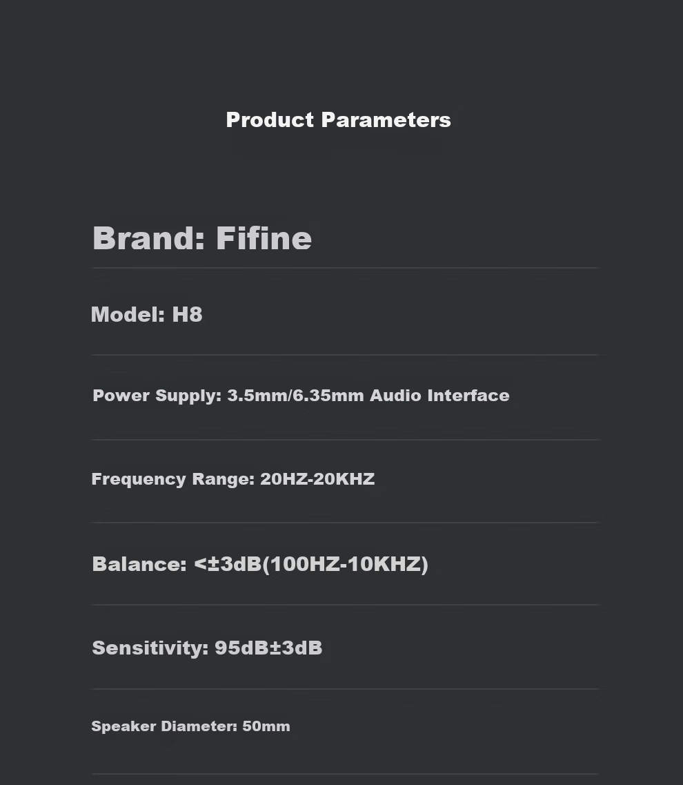 FIFINE Professional Monitoring Headphones, HIFI High-Quality Live Streaming DJ Mixing Booth Recording Studio Instrument-Specific Wired Noise-Cancelling Microphone HD8 Black 14