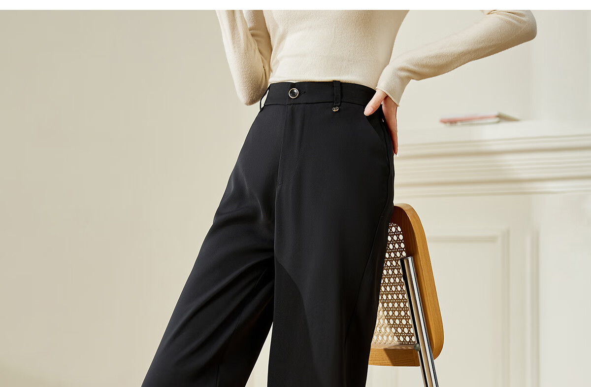 Chushen Spring And Autumn Casual Pants for Women, Wilderness Maillard High-Waist Straight Slimming Versatile Commuter Suit Pants S143K2020 12