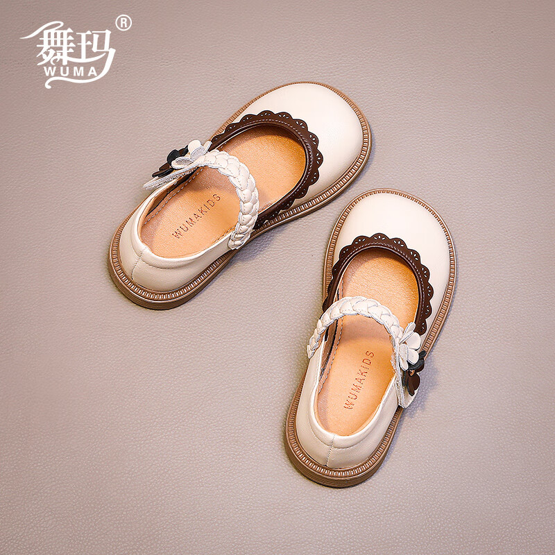 Wuma Girls Princess Leather Shoes 2026 New Spring Autumn Children's Performance Soft Sole Single Shoes for Big Kids