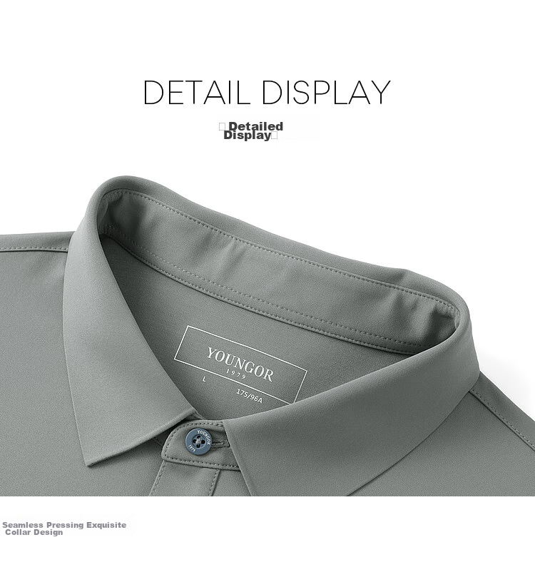 YOUNGOR POLO Men's, Summer Young Men's Business Casual Short-Sleeve High-End Polo Shirt, Gray, S 21