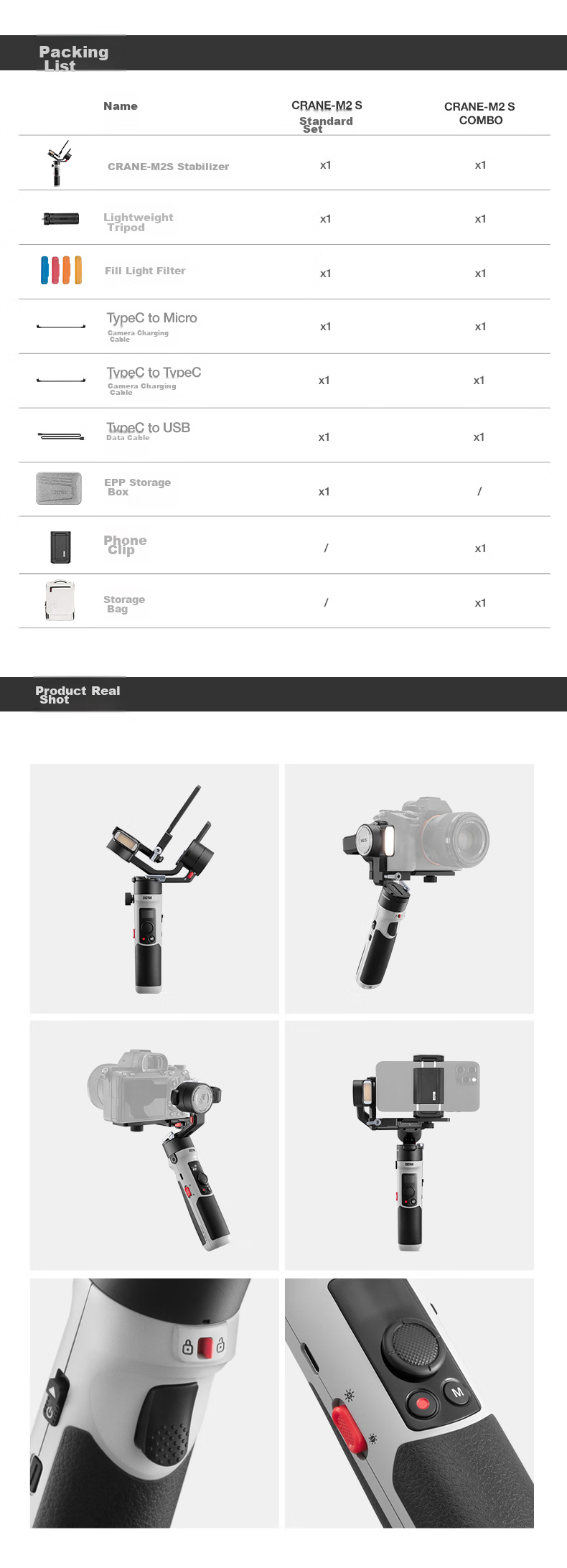 Zhiyun CRANE M2S Handheld Gimbal Stabilizer for DSLR And Mirrorless Cameras, Standard Versio 14