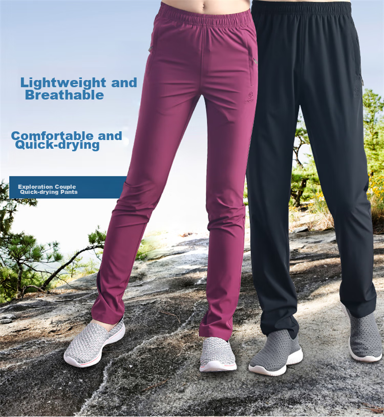 TECTOP Quick-Dry Pants, Men's And Women's Outdoor Solid Color Drawstring Trousers, Durable Fast-Drying Pants 80936 Women's Black XXXL 1