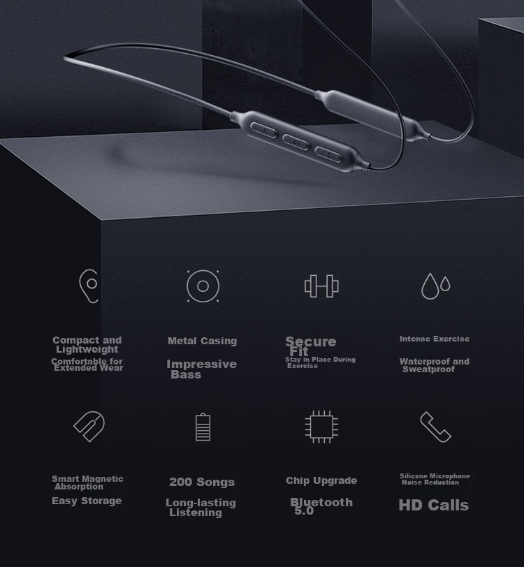 Havit [50,000+ Positive Reviews] I30 Sports Bluetooth Headphones, Wireless Neckband In-Ear Gaming Headset with Long Battery Life, Compatible with Huawei, Apple, And Android Phones, Black 2