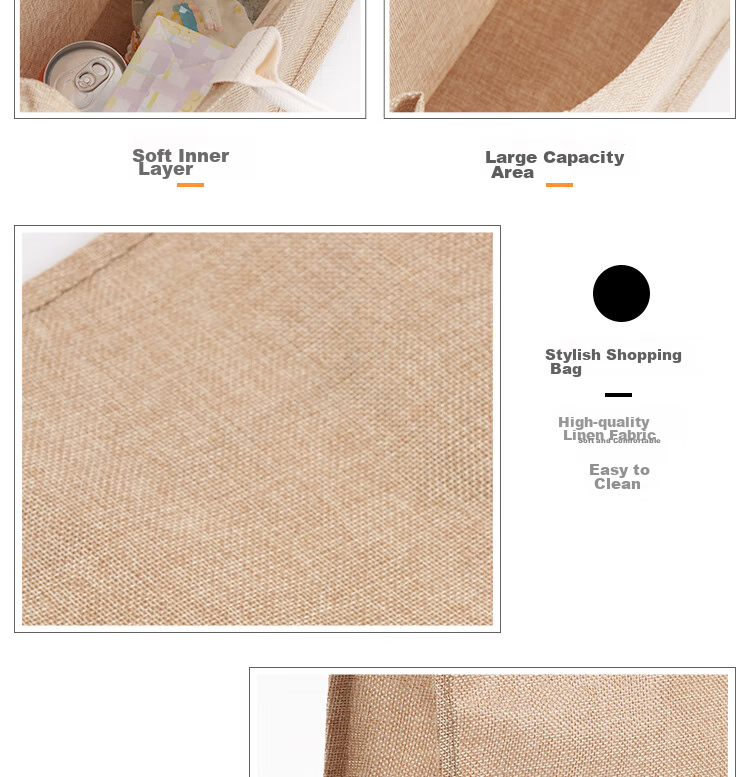 TaTanice Linen Bag, 1 Piece, Handbag, Holiday Gift Bag, Shopping Storage Bag, Lunch Box Bag 6