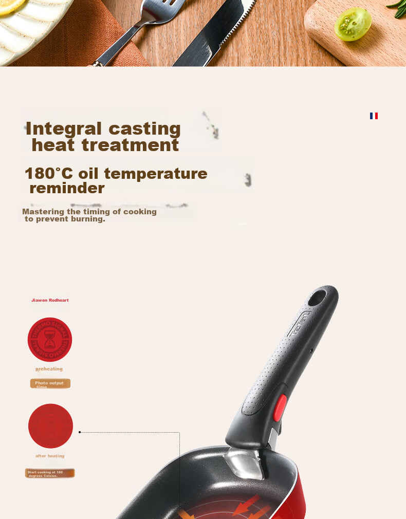 Tefal Detachable Frying Pan for Tamagoyaki And Eggs, Non-Stick Breakfast Pan with Titanium Coating, Compatible with Gas Stove And Induction Cooker, Red 9