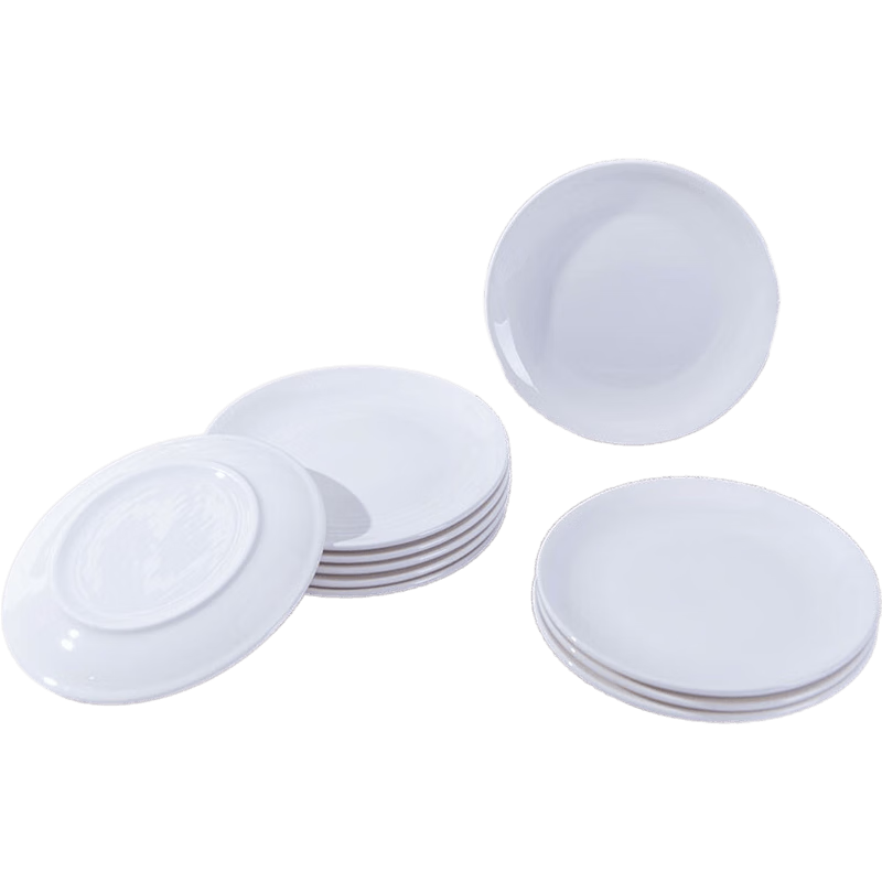 Jieyajie Ceramic Bone Dish, Home Use Bone Disposal Plate, 8-Inch White Porcelain Plate, Flavor Dish, Hotel Dining Table Bone Disposal Plate Set, 8 Pieces