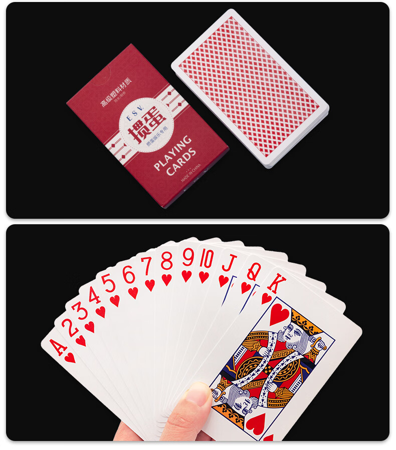 Huasheng Plastic Playing Cards, Durable, Foldable, Resilient, Waterproof Entertainment Cards, Model 6099, Red, Single Deck 6