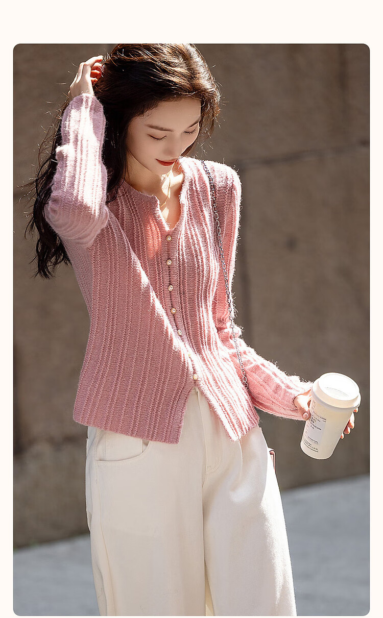 Dme [Mijingqingshu] Spring And Autumn Simple Style Sweater with Wool, Commuter Pullover Round Neck, Concealing Comfortable Knit Top for Wome 3