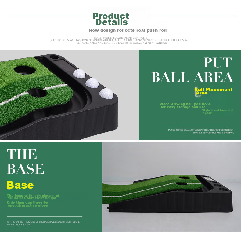 INVUI Indoor Golf Putting Practice Device, Office Putting Practice Mat, Golf Club Set, 3-Meter Training Device with Track 4