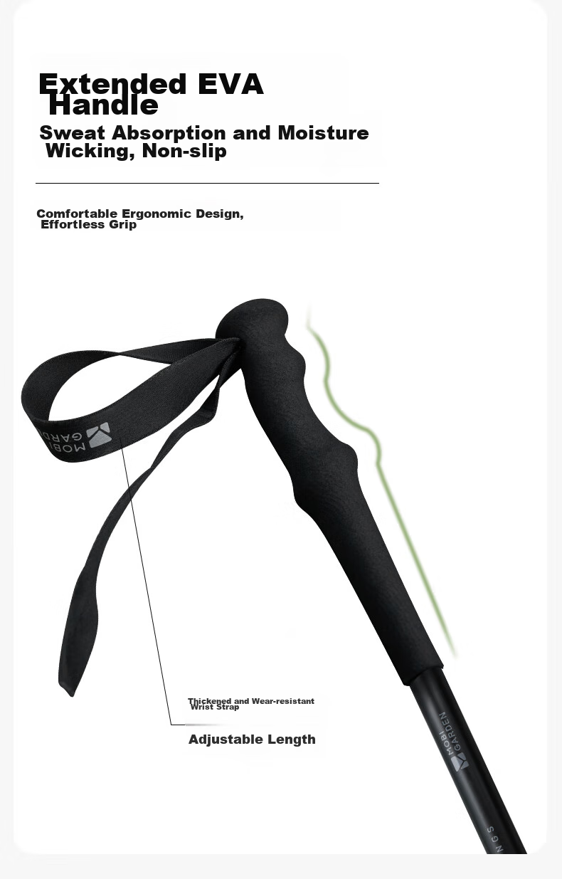 MOBIGARDEN Trekking Pole, Outdoor Hiking Carbon Fiber Aluminum Alloy Telescopic Walking Stick Tangu NX24667001, Moonlight White 8