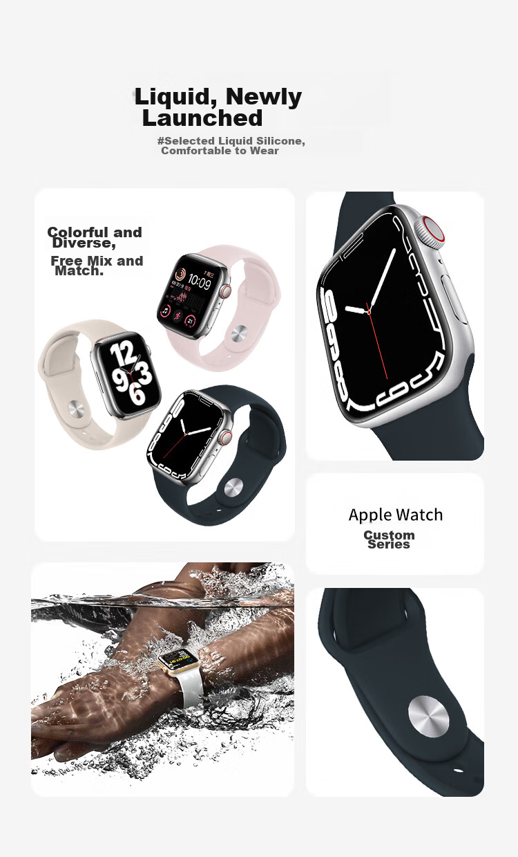 MSSM Compatible Silicone Watch Band for Apple Watch Series 11/ultra4/S12/10/9/8/SE3, Sports Band for Men And Women, Black, 38/40/41/42 4