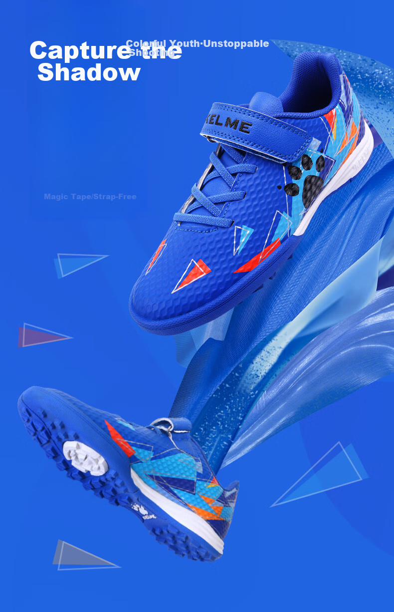 KELME Youth TF Turf Soccer Cleats, Breathable Competition Shoes for Students, Non-Slip And Wear-Resistant Football Boots, Royal Blue, Size 28 1