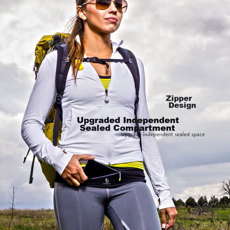 Flipbelt [Zipped Waist Pack], Sports Running Large Capacity Marathon Hiking Cycling Phone Bag, Waist Belt, Cool Carbon Gray, XL