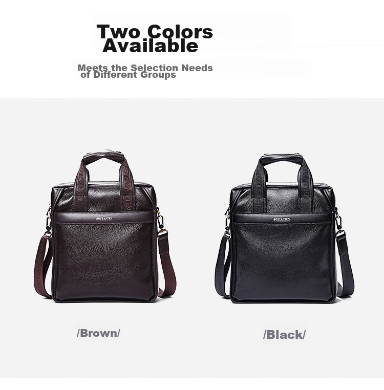 BOSTANTEN Men's Shoulder Crossbody Bag, Trendy Student Backpack, Large Capacity Multifunctional Handbag, Top-Grain Leather Briefcase 21