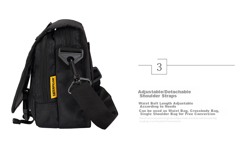 CAT Crossbody Bag, Shoulder Bag, Casual Mini Purse, Belt Bag, Flip-Top Bag, Tactical Workwear Gift, Dark Pattern Black 84172 6