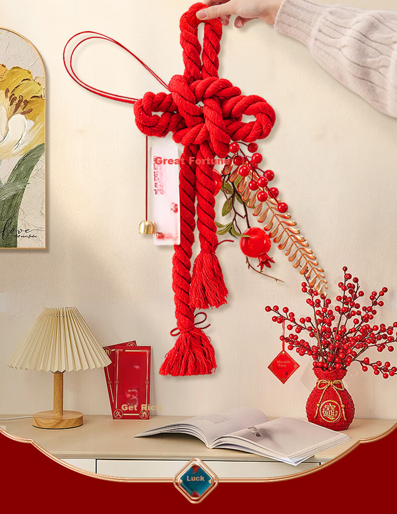 Xinxinjingyi National Day Decoration, Chinese Knot Hanging Ornament, Housewarming Gift, Mid-Autumn Festival Decoration, Living Room Decorative Knot, Medium Size 2