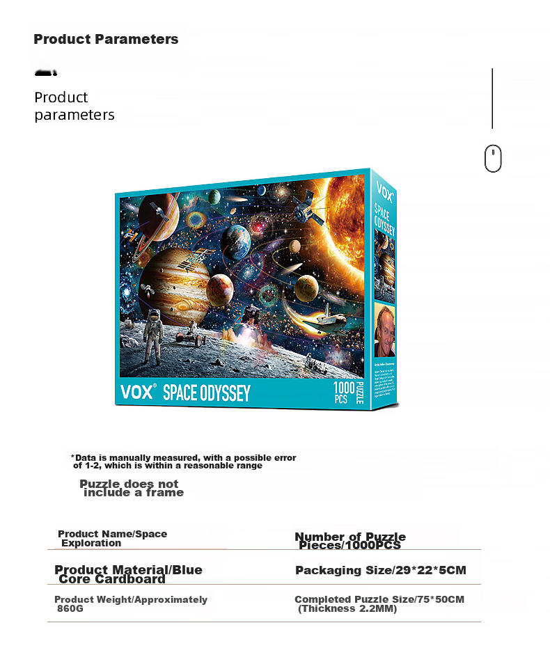 VOX Adult Puzzle, 1000 Pieces, Starry Sky Travel to The Moon, Space Moon Decompression, High Difficulty Puzzle, Birthday Gift 5