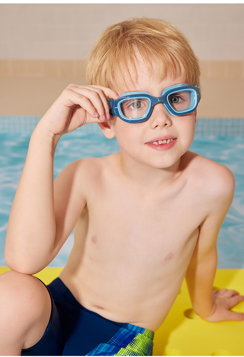 WATERTIME / Shuichuan Children's Swimming Goggles for Boys And Girls, Large Frame Waterproof Anti-Fog HD Professional Swim Glasses, Sky Blue 16