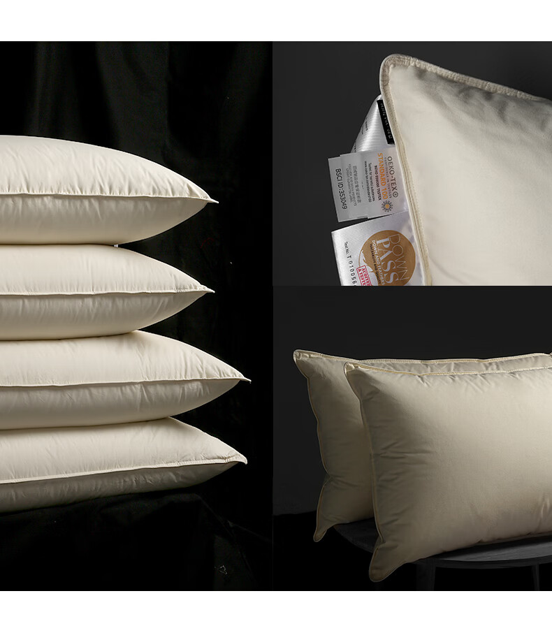 SHEONE down Pillow, 95% White Goose Down, 100-Count Pure Cotton Adult Pillow, Single Pack, 48*74cm 16
