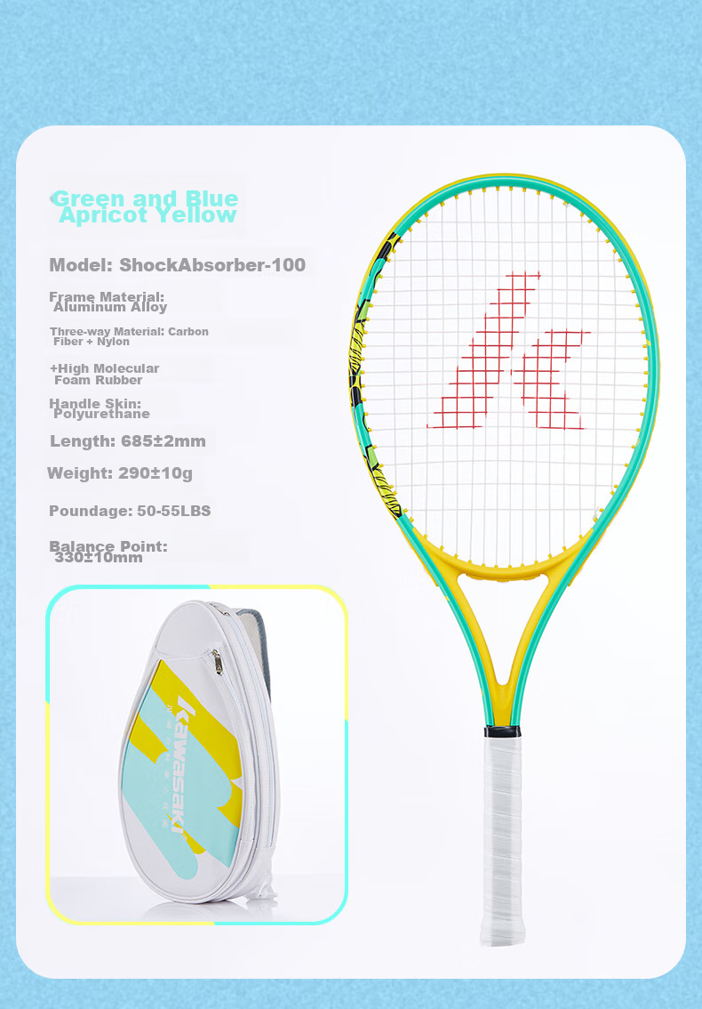 KAWASAKI Tennis Racket, Carbon Fiber, Adult Professional Beginner Single Racket SA-100 Navy Blue (Pre-Strung) 10