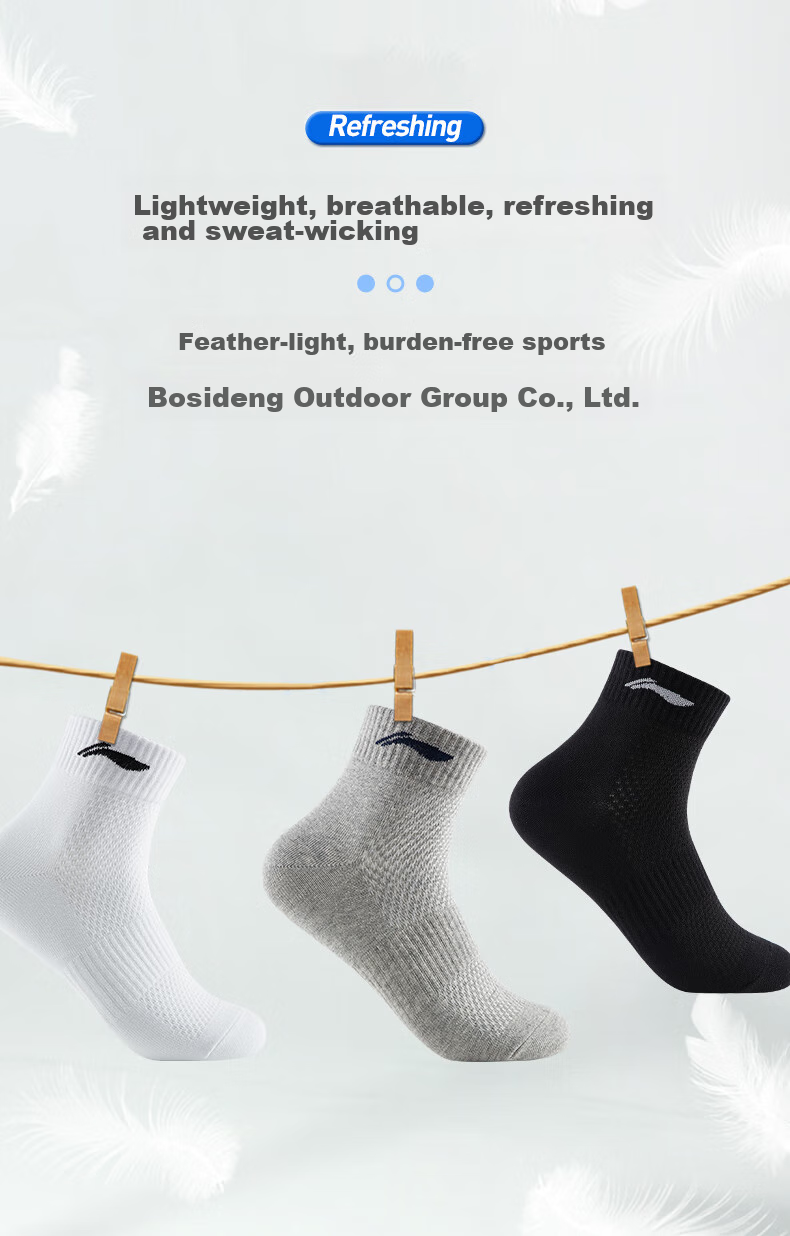 Li-Ning Socks for Men And Women (3 Pairs), Cotton Socks for All Seasons, Sweat-Absorbing, Running, Antibacterial, Breathable White Lifestyle Socks 10