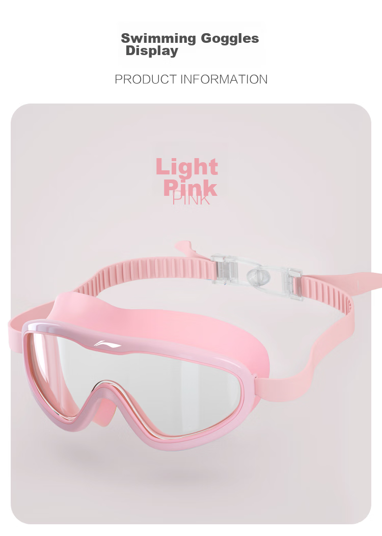 Li-Ning Children's Swimming Goggles, High-Definition Anti-Fog Waterproof Large Frame Swimming Diving Glasses for Boys And Girls, Swimming Equipment LSJP319-1 Black And Red 9