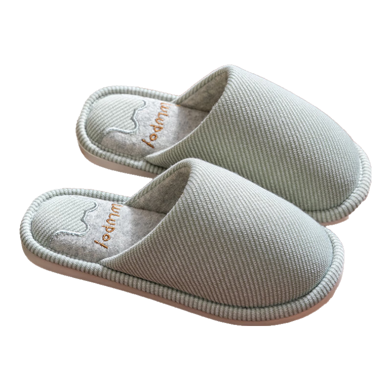 GUOLUOFEI Japanese-Style Wooden Floor Slippers for Men And Women, Indoor Thick-Soled Couple's Slippers for All Seasons, Bean Green Color, Size 40-41