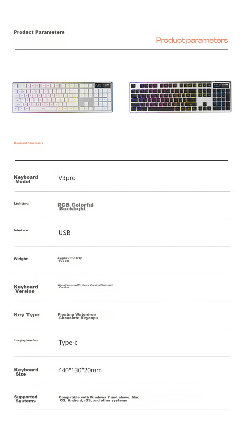EWEADN V3pro Wireless Bluetooth Wired Tri-Mode Keyboard And Mouse Set with Real Mechanical Feel, Low Noise, Slim Design for Gaming And Office Use on Laptops, Desktop Computers, IPad Universal External Peripherals 15