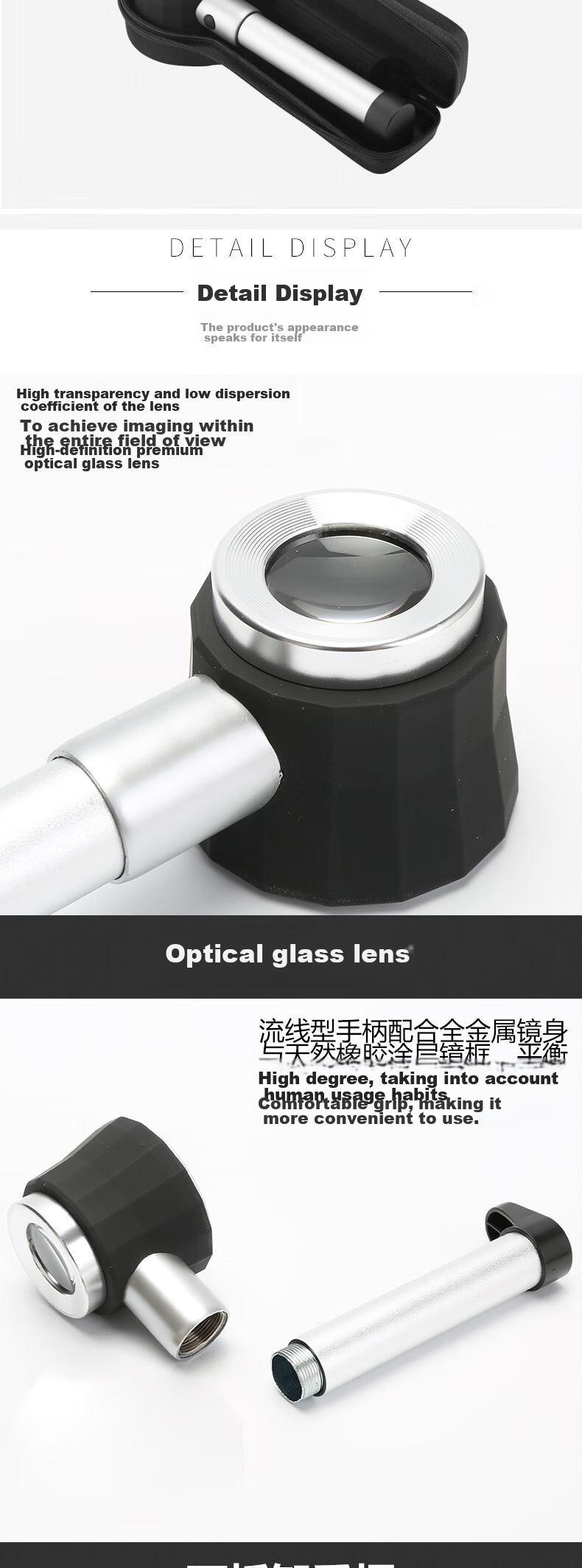 JAJALIN Handheld Magnifying Glass with LED Light And Scale for Reading, Jewelry, Jade, Printing Inspection Optical Magnifier 2