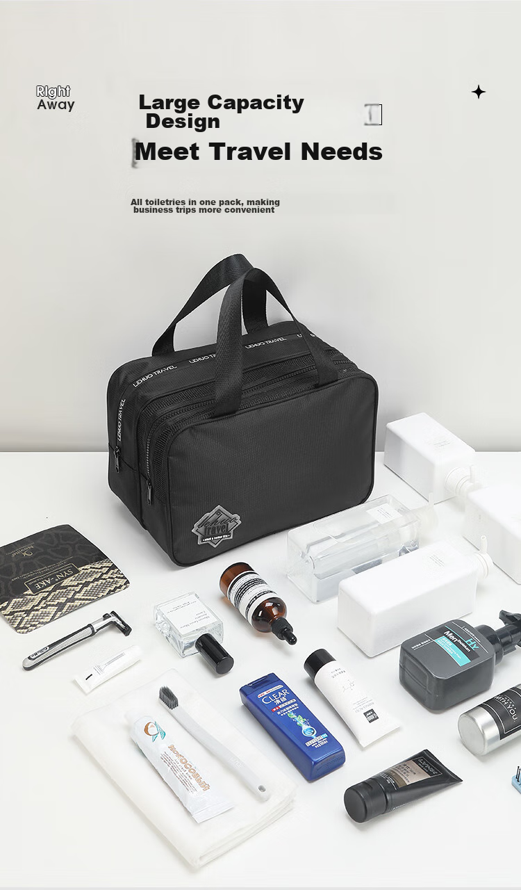 Lehuolvxing Large Capacity Toiletry Bag for Men, Travel Makeup Organizer, Waterproof Dry-Wet Separation Shower Caddy 6