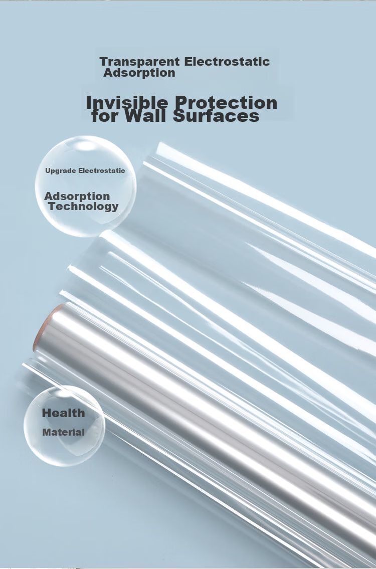 Qinghua Wall Static Electricity Protection Film, Latex Paint Wall Sticker, Anti-Kick Waterproof Wall Protector, Transparent 60*500cm 2