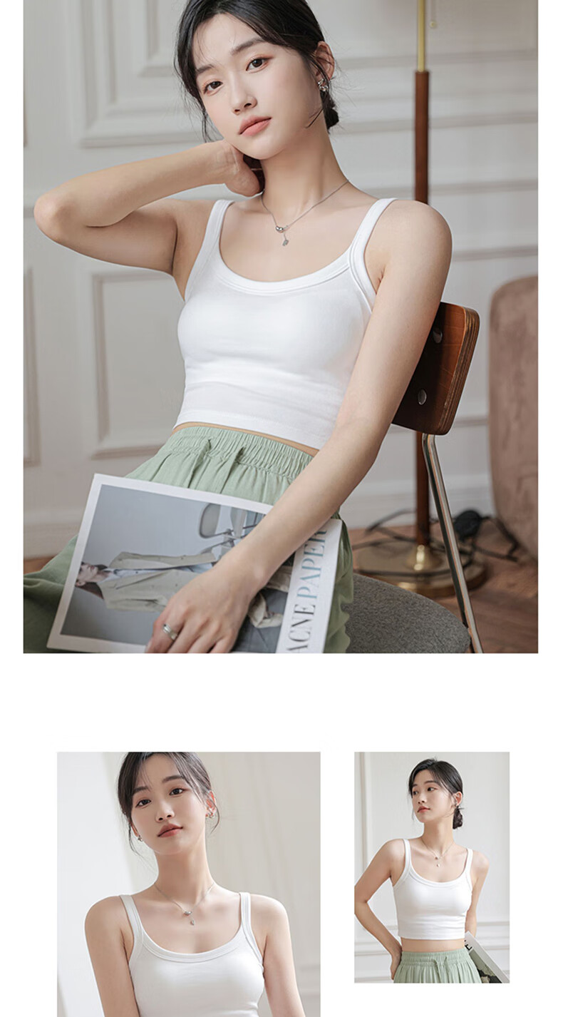 LangSha Camisole Tank Top for Outer Wear, Lightweight Summer Underwear Vest for Women with Built-In Bra Pads, Integrated Bralette, Inner Layering Camisole 11