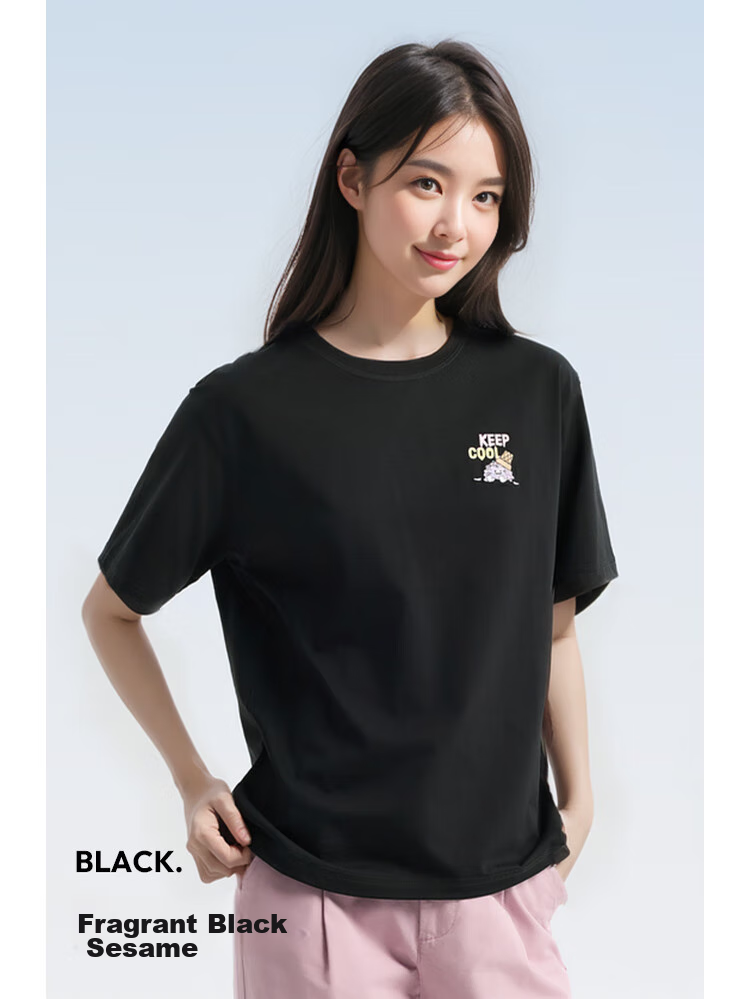Semir [Colorful Cool-Touch T-Shirt] Women's Short-Sleeve Mid-Length Loose Comfortable Embroidered Top 109324100007 14