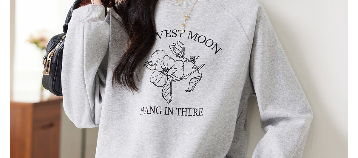 PinCai Elegant Floral Print Crewneck Sweatshirt Casual Versatile Outerwear P143W1008 24