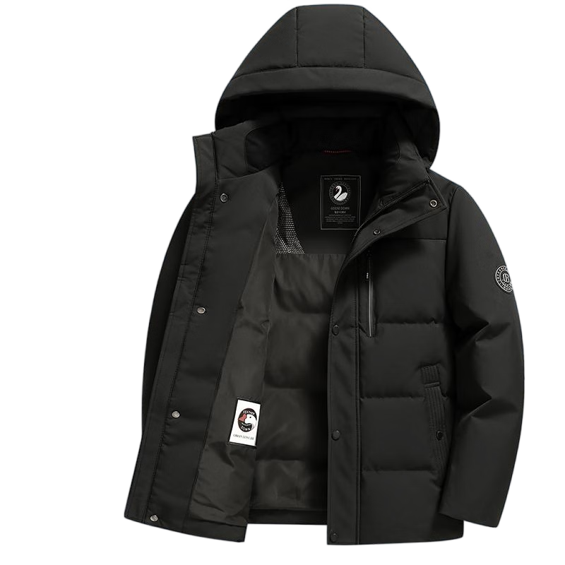 Yalu [90% Goose Down] Men's Short Down Jacket with Detachable Hood Thickened Warm Casual Business Autumn Winter Coat